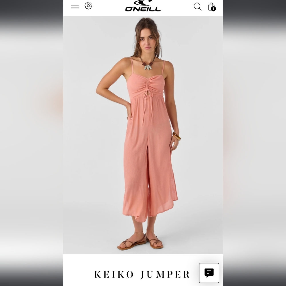 O'Neill Clay Color (Orange/pink) Jumpsuit with Sweetheart Neckline and Tie Waist